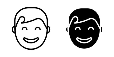 Smiling Face outline and pictogram Icon Happy Emotion Emoji Positive Expression Minimal Design for smiling, face, happy, emotion.