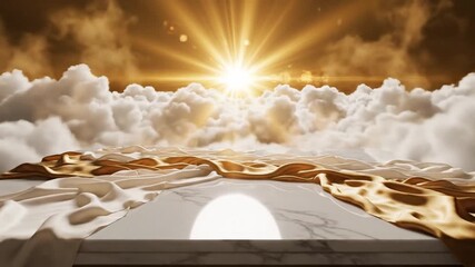 黄金光雲海へ昇る大理石舞台ドリーイン