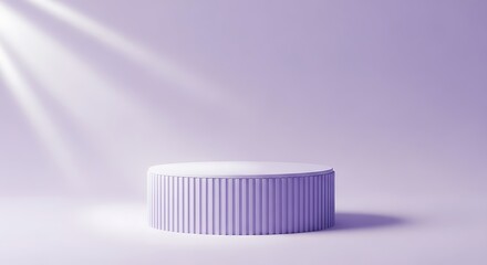 Minimalist lavender podium with vertical texture under spotlight