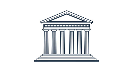 Obraz premium Classical architectural building with columns line art icon
