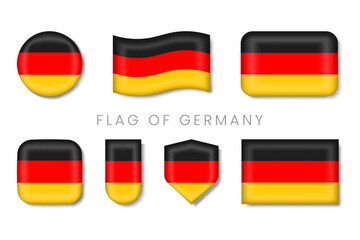 Germany Flag Vector Pack — Black Red Gold 3D Glossy National Icons