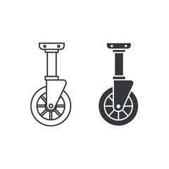 “Caster Wheel Icon Set – Swivel Wheel Line Art and Solid Style Vector Illustration”