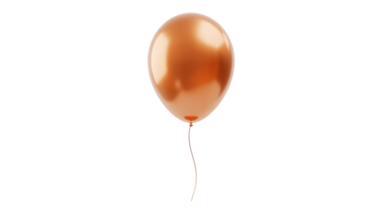 Shiny copper balloon floats elegantly with thin string, celebration