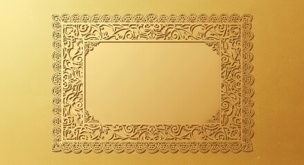 Golden intricate pattern frame for elegant invitations or decorative background with subtle