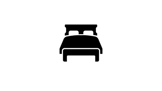 Bed icon animation on clean white background