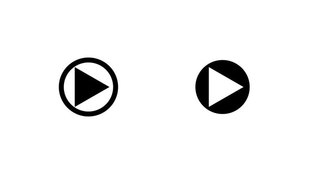 Play button icon animation looping smoothly on clean white background