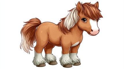 Cute and playful cartoon pony with a fluffy mane and tail, perfect for children's art and designs.