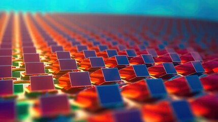 Obraz premium Abstract Array of Glowing Cubes in a Futuristic Grid Pattern.