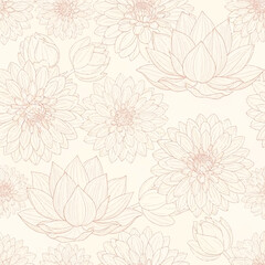 Fototapeta premium Elegant Floral Pattern in Soft Beige Tones Decorative Flowers Seamless Design for Backgrounds and Textiles