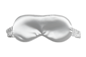 White satin sleep mask with elastic band on black background image, Isolated On Transparent Background, Png Cut Out