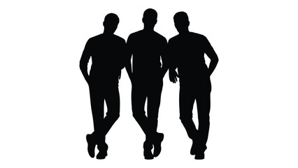 Three men silhouette isolated on white background, Vector