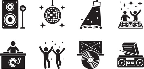 Party Sound System and Dance Pictogram Vector Illustration