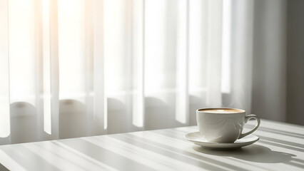 Morning Coffee Break Sunlight Streaming Through Window