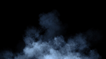 Abstract blue smoke, fog on isolated black background, creating a mysterious and backdrop, creating a dreamy, atmospheric effect for artistic