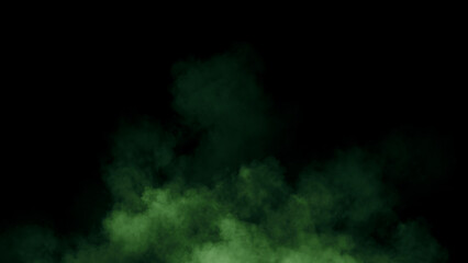 Abstract green smoke, fog on isolated black background, creating a mysterious and backdrop, creating a dreamy, atmospheric effect for artistic