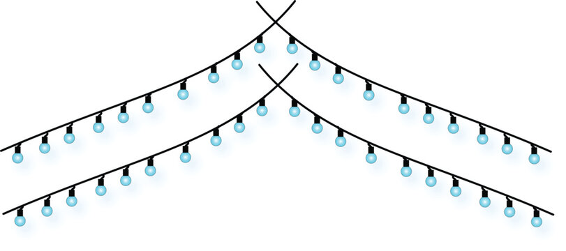 Simple vector graphic of elegant string lights with glowing bulbs, arranged decoratively for festive holiday events and joyful party celebration