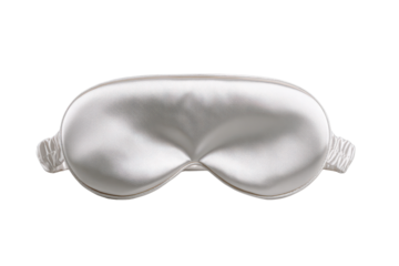 White silk sleep mask with elastic strap on black background image, Isolated On Transparent Background, Png Cut Out