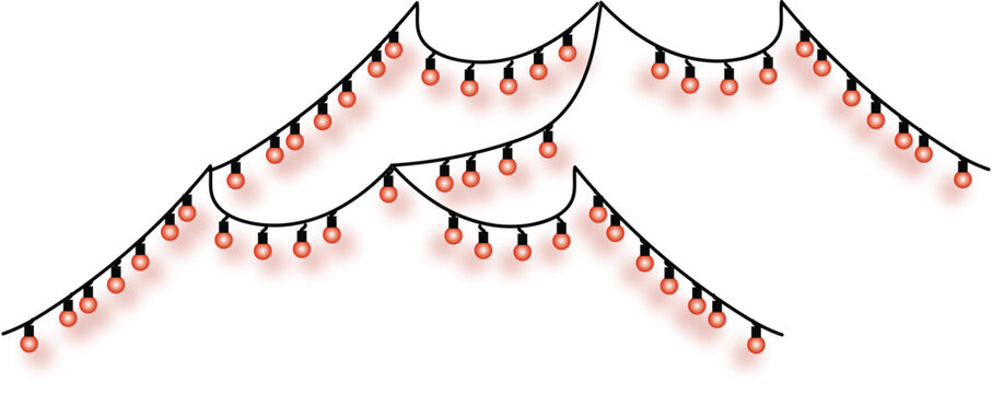 Festive string lights, ideal for creating a warm and inviting ambiance for parties, holidays, or special events, with charming red bulbs and a whimsical design