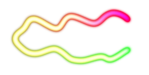 Abstract glowing neon light streak rays on transparent background. Glowing light flow wave multicolour gradient shape cutout PNG overlay. Light beams flow wave shaped.