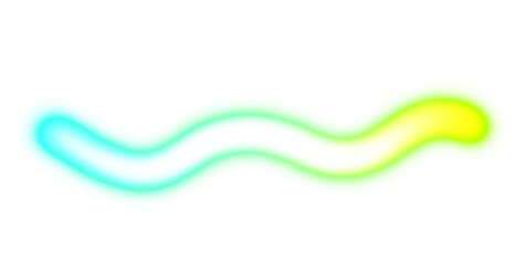 Abstract glowing neon light streak rays on transparent background. Glowing light flow wave multicolour gradient shape cutout PNG overlay. Light beams flow wave shaped.