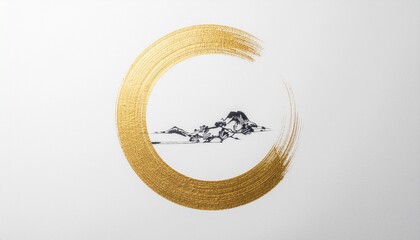 Gold Brush Stroke Frame Illustration for Coming of Age Day Invitation, Seijin no Hi Ceremony, and Elegant Japanese Designs