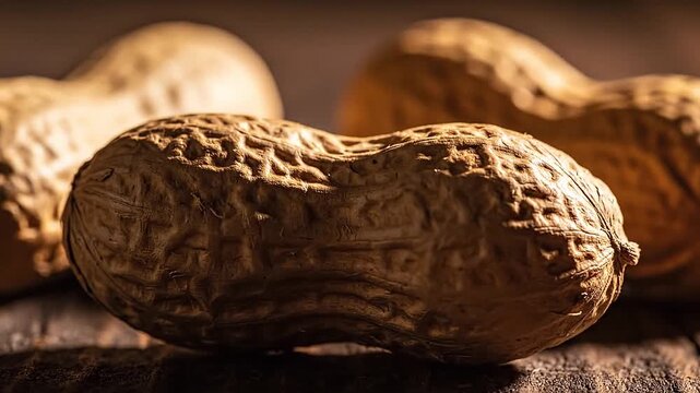 Knurled textures on the shell define a cinematic shot of peanuts tactile