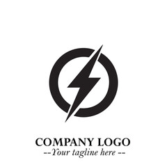 Sleek Electrical Logo Symbol on a Clean White Background for Modern Branding Design Elements Art
