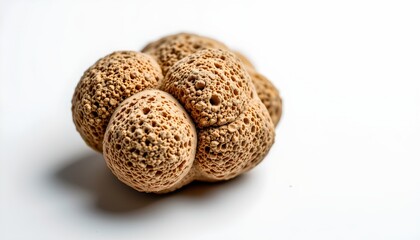 A cluster of spherical, cellular textured objects that resemble plant seeds or some form of natural growth pattern