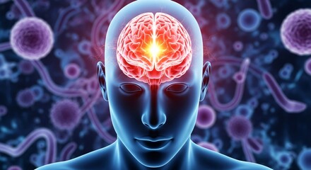 Advanced scientific illustration of human intelligence and the powerful mind with complex neural activity