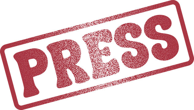 Prominent red press stamp conveying urgency for important announcements and media releases