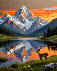 Mountain landscape with lake