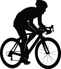 Obraz premium Black silhouette of a cyclist in racing gear on a road bike bicycle