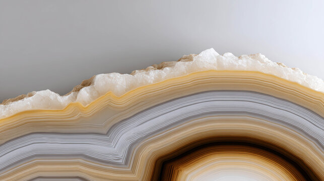 Realistic and Detailed Depiction of a Banded Stone Slice with Natural Patterns and Textures for Commercial Use and Artistic Projects