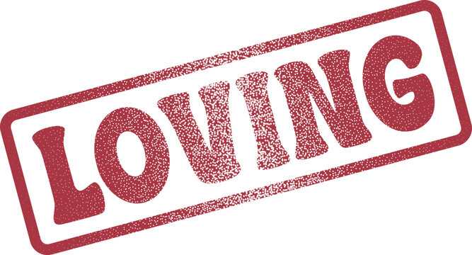 Loving sentiment red distressed rubber stamp impression for various declarations