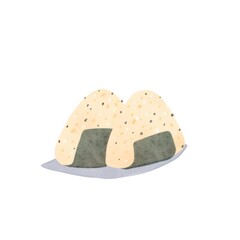 おにぎり 2個 海苔 ご飯 白い背景