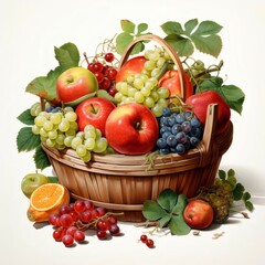 鮮やかな果物バスケットの静物画