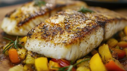 Food in a professional kitchen, A chef in action, bringing to life the magic of cooking in a professional kitchen.