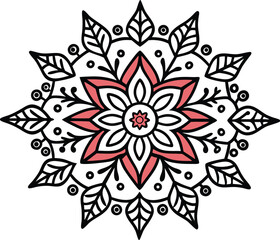 Intricate floral mandala design with pink and black elements