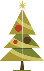 Stylized mid century modern christmas tree with ornaments