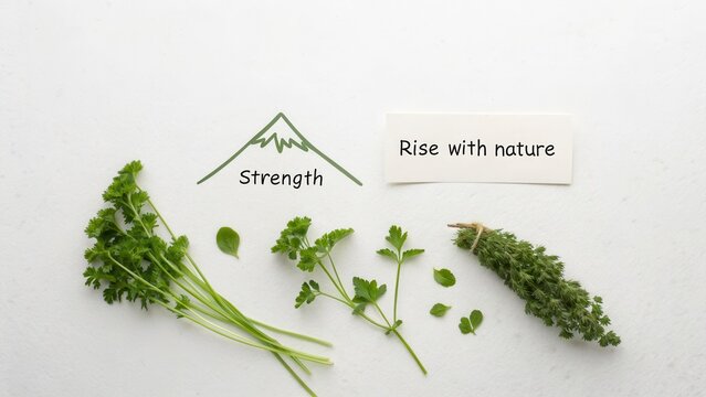 Fresh Herbs Spread with Inspirational Quote for Wellness and Natural Living Enthusiasts - Powered by Adobe
