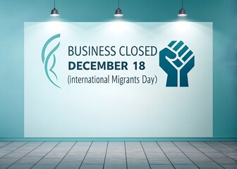 International Migrants Day: Business Closed Sign, December 18