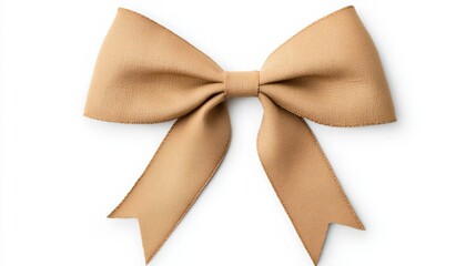 Fototapeta premium simple, elegant beige bow with two long tails, suitable for decoration or gift wrapping.