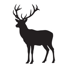Deer or Stag Silhouette with Highlighted Hooves Vector