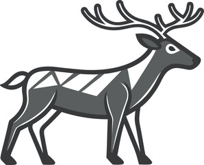 Stylized illustration of a majestic stag with large antlers