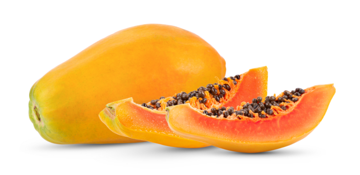 papaya isolated on transparent png (Image from camera) - Powered by Adobe
