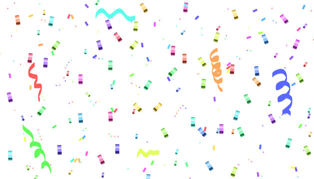 A festive and vibrant image featuring a scattering of colorful confetti and streamers on a transparent  background, perfect for conveying a celebratory mood.