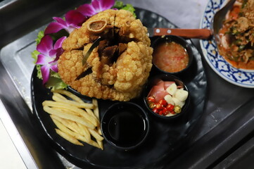 Crispy German Pork Knuckle, Thai food