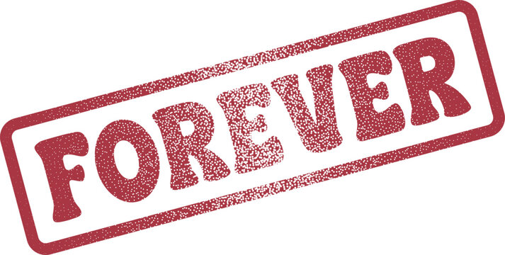 This red grunge textured rubber stamp clearly displays the enduring word FOREVER