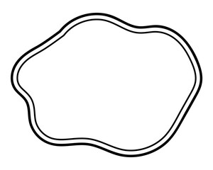 シンプルな二重線の吹き出し　柔らかい線の雲形