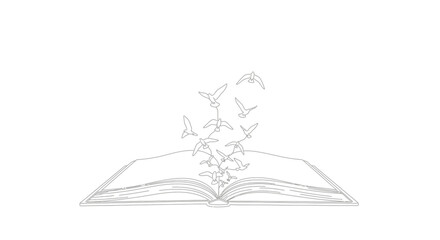 The Power of Knowledge: Birds Flying Out of an Open Book Representing Freedom